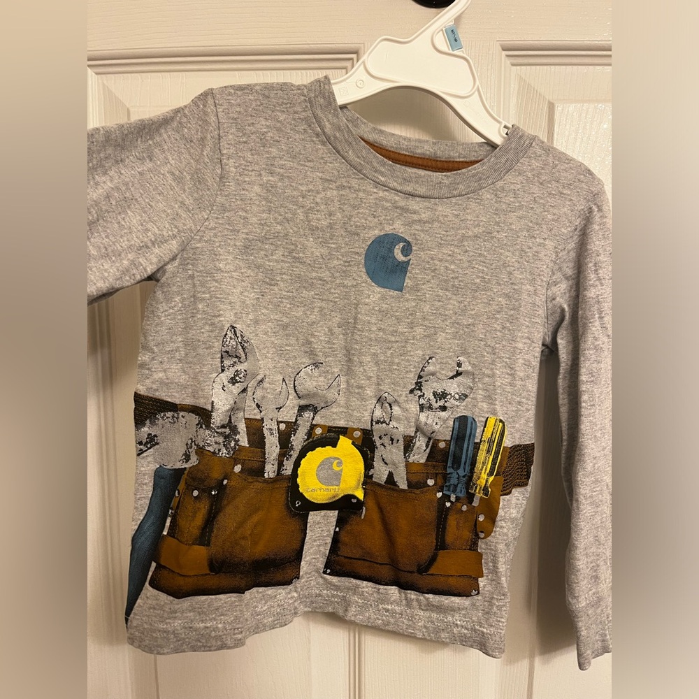 Carhartt Youth size 2T Grey Tool Belt Long Sleeve Shirt - Picture 2 of 7